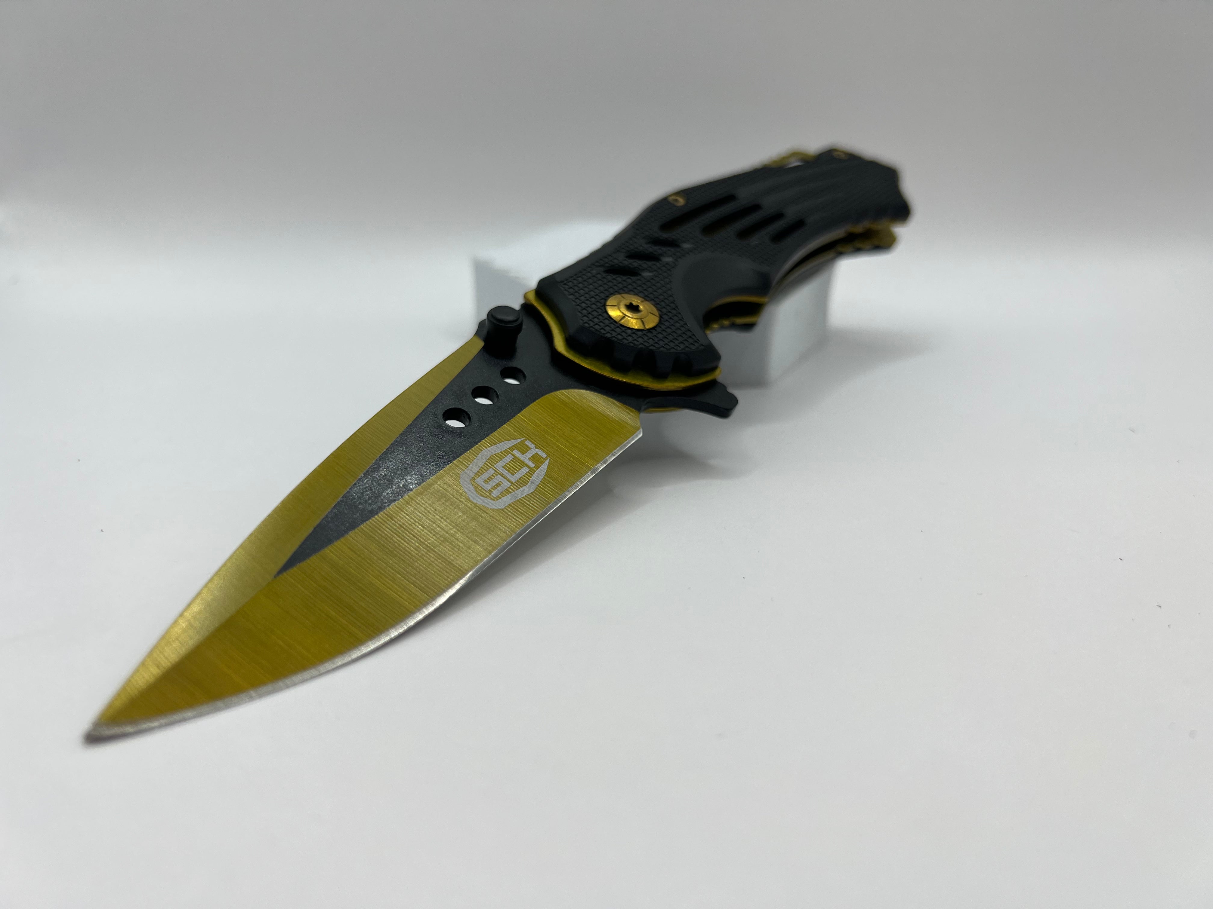 Klappbares goldenes Taschenmesser - Federunterstützt (CW-161)
