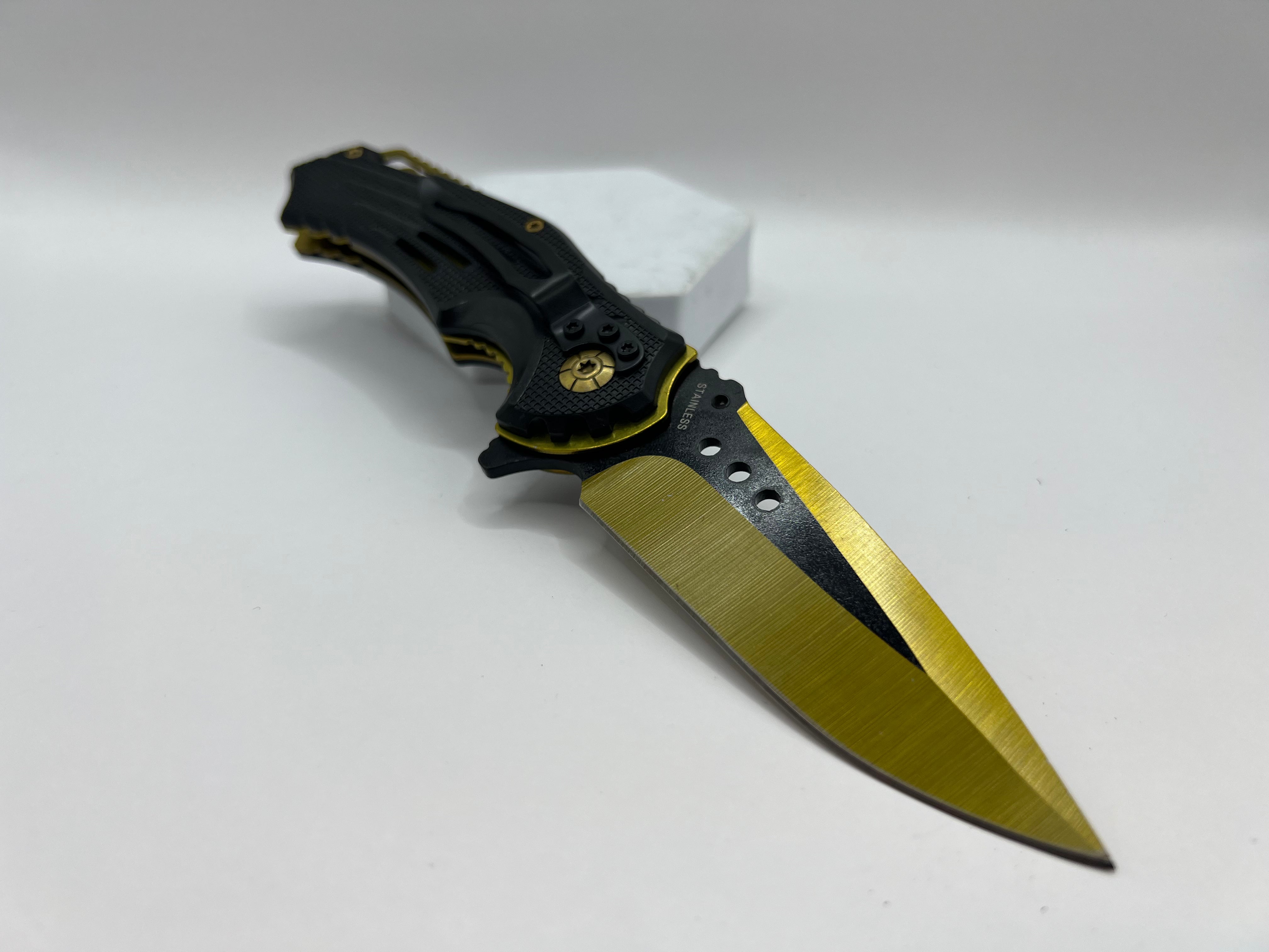 Klappbares goldenes Taschenmesser - Federunterstützt (CW-161)