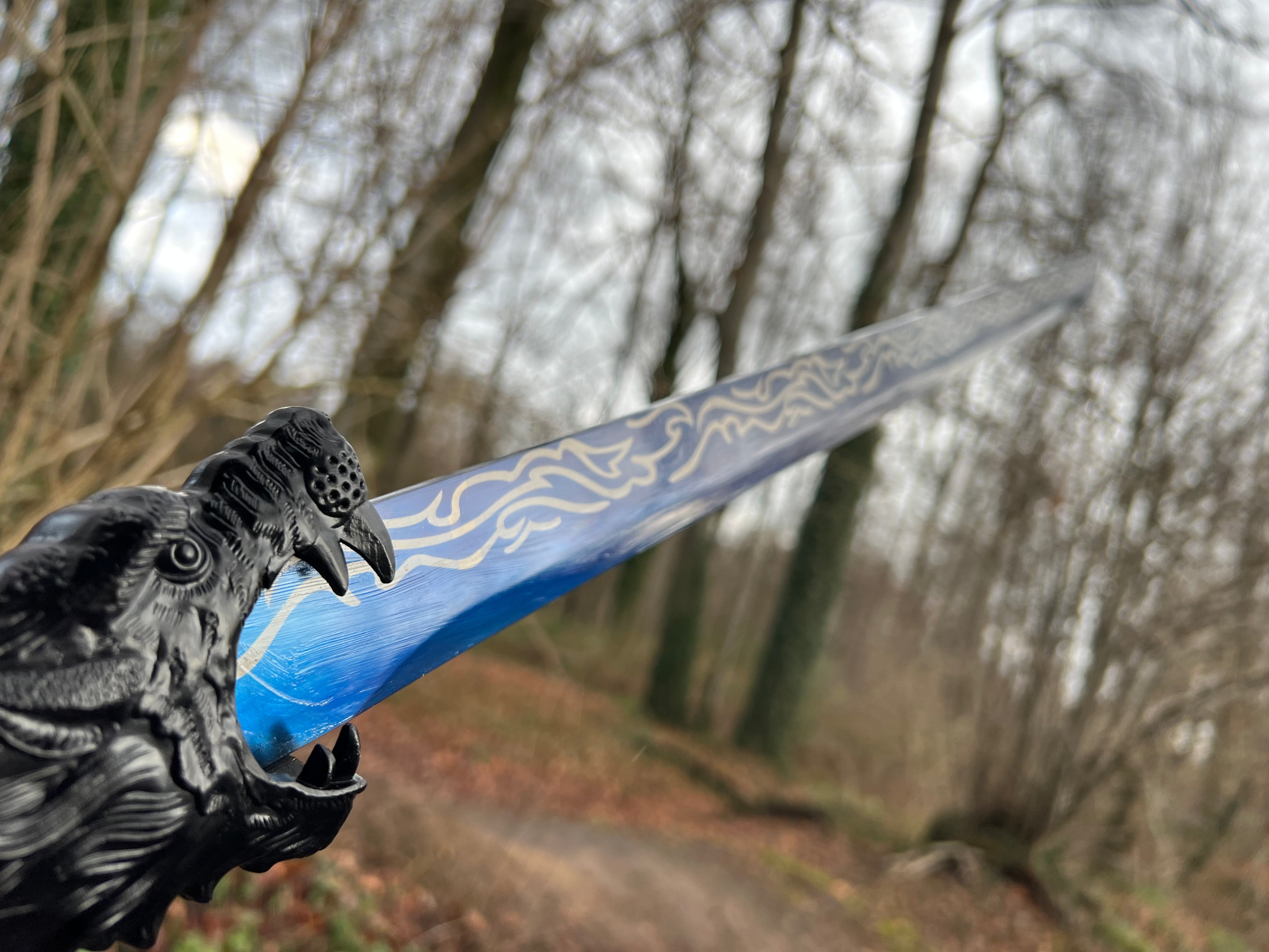 Practical Hand-Forged Longquan Sword with Wolf's Head (Black)