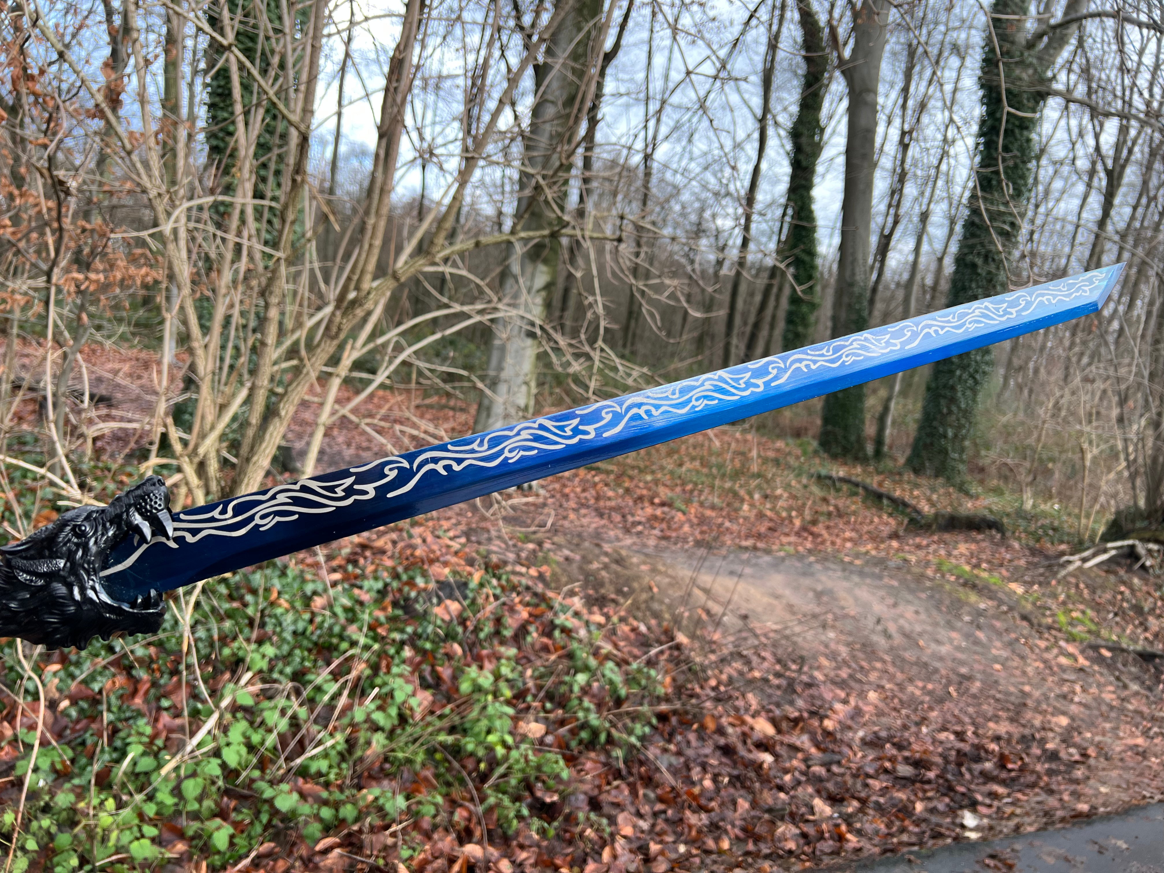 Practical Hand-Forged Longquan Sword with Wolf's Head (Black)