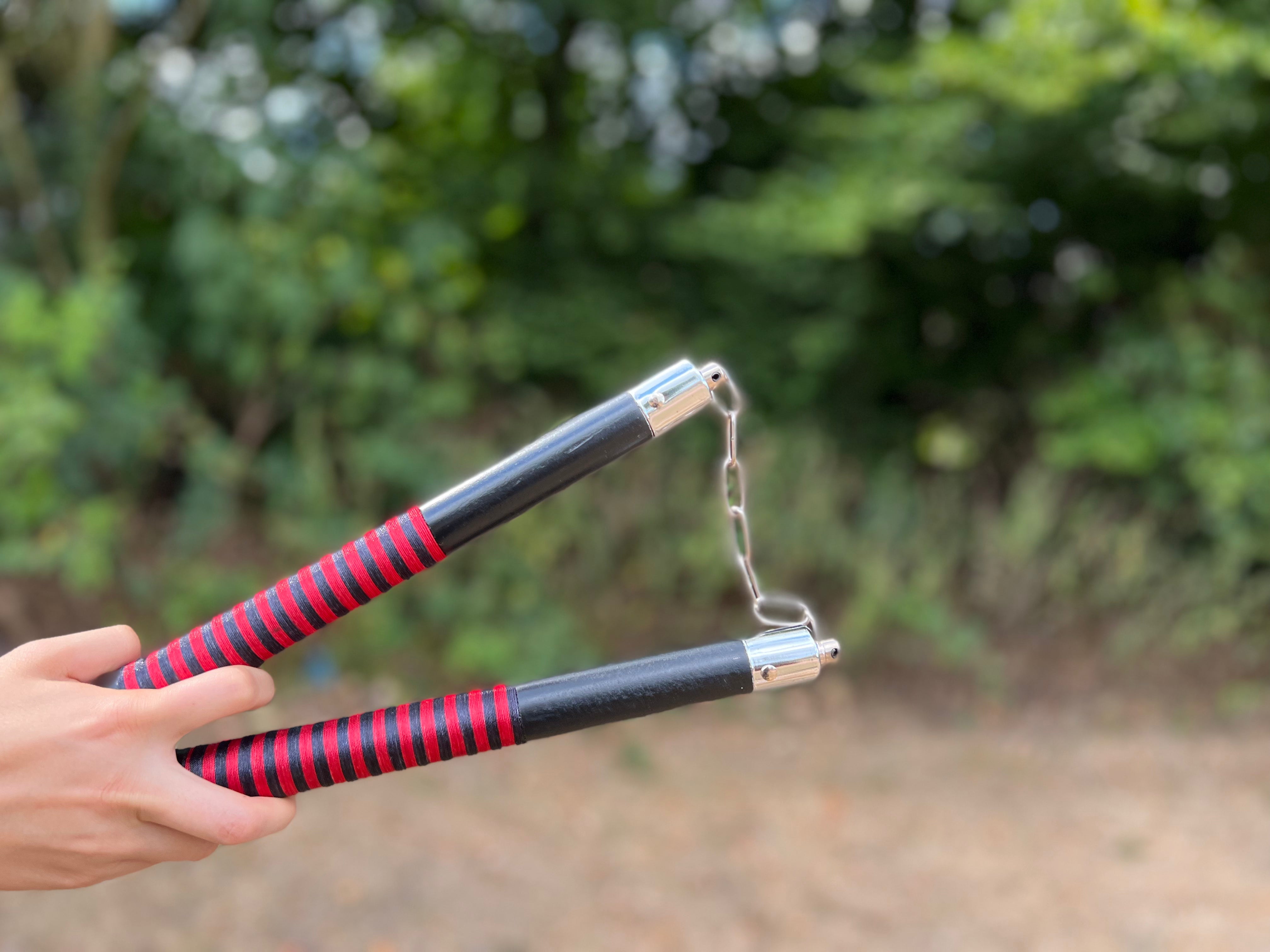 Nunchakus with red stripes
