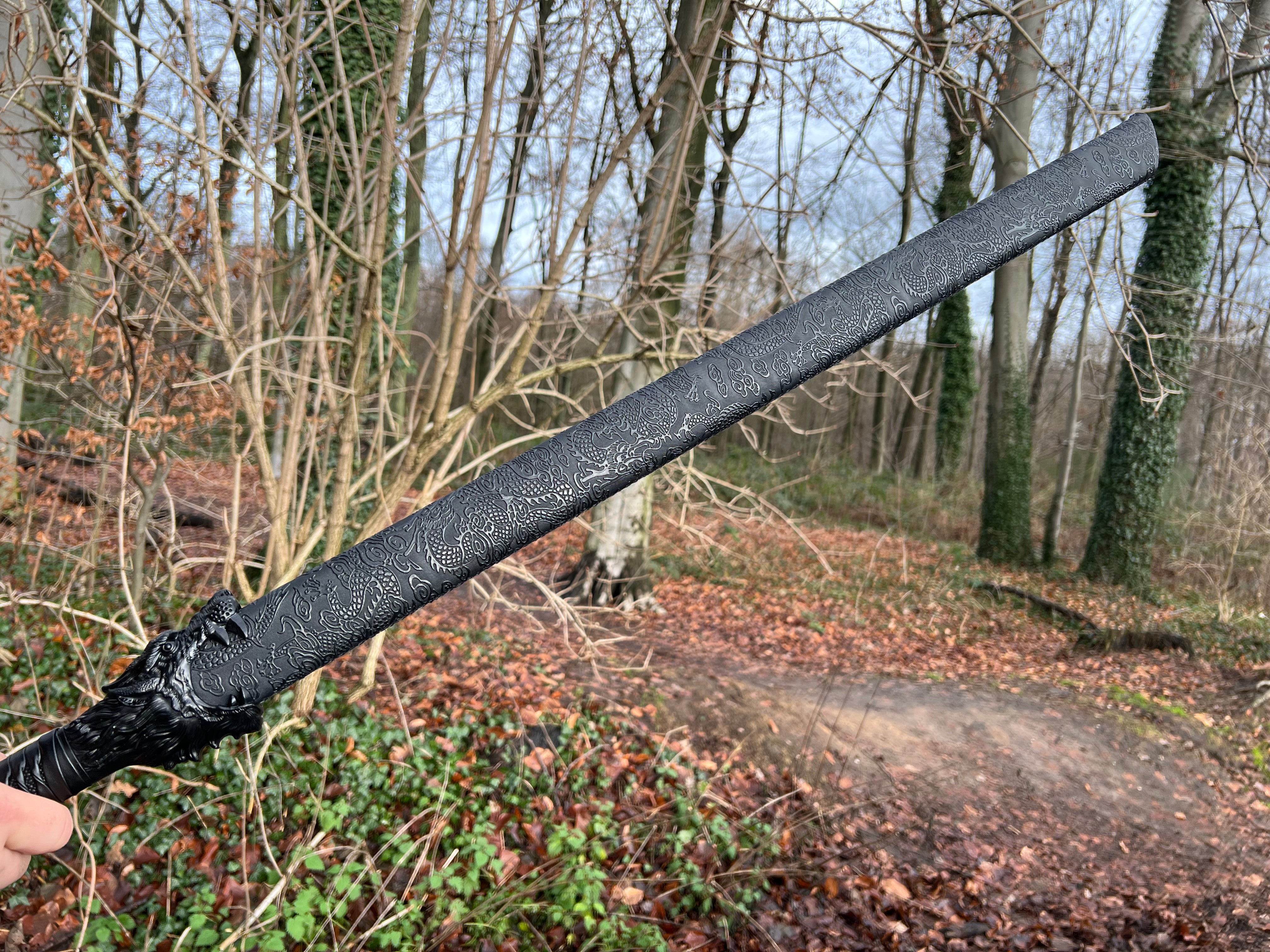 Practical Hand-Forged Longquan Sword with Wolf's Head (Black)